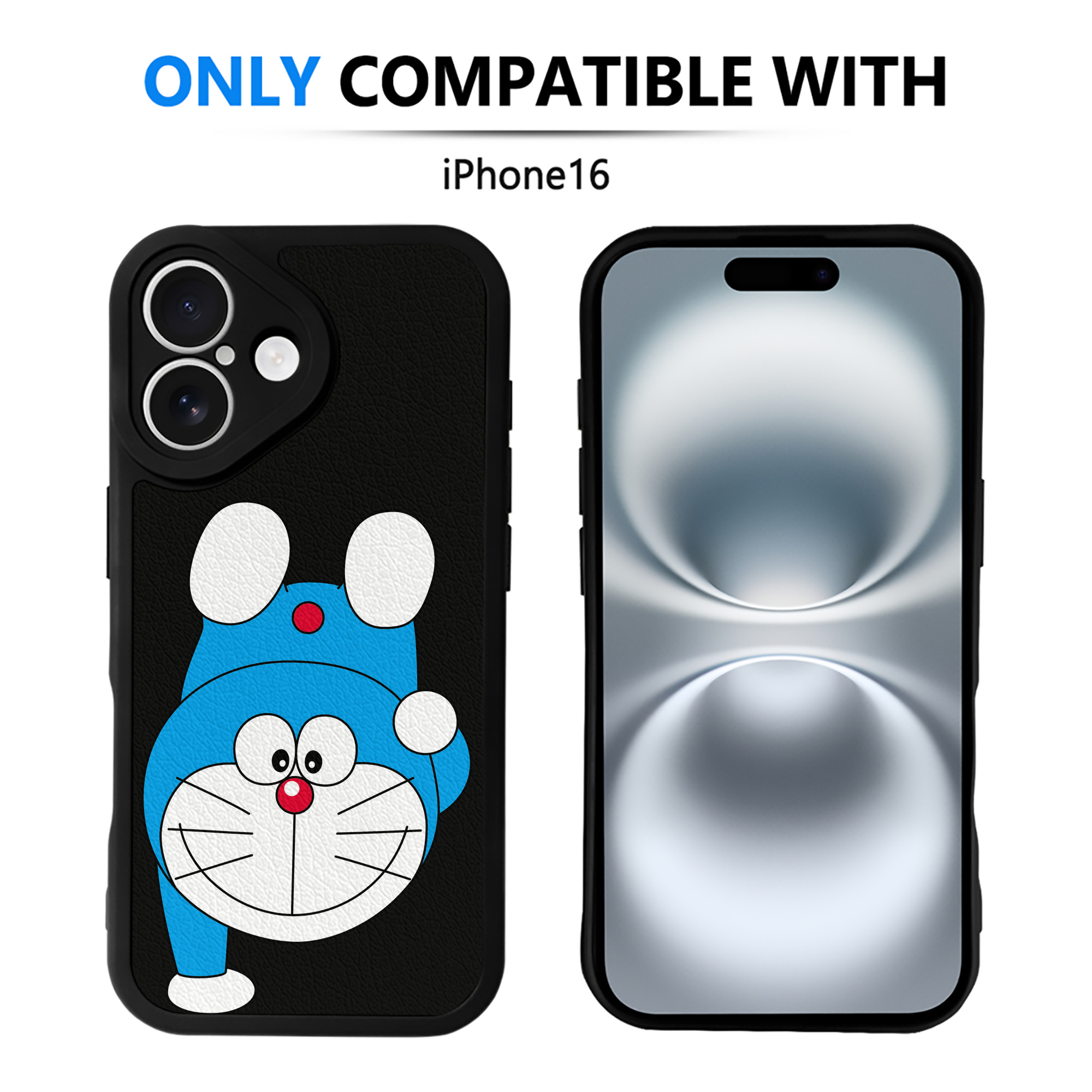 （画像用） ドラえもん Doraemon 【iPhone 16シリーズ対応】シリコンスマホケース（レザー調） 材質：シリコン